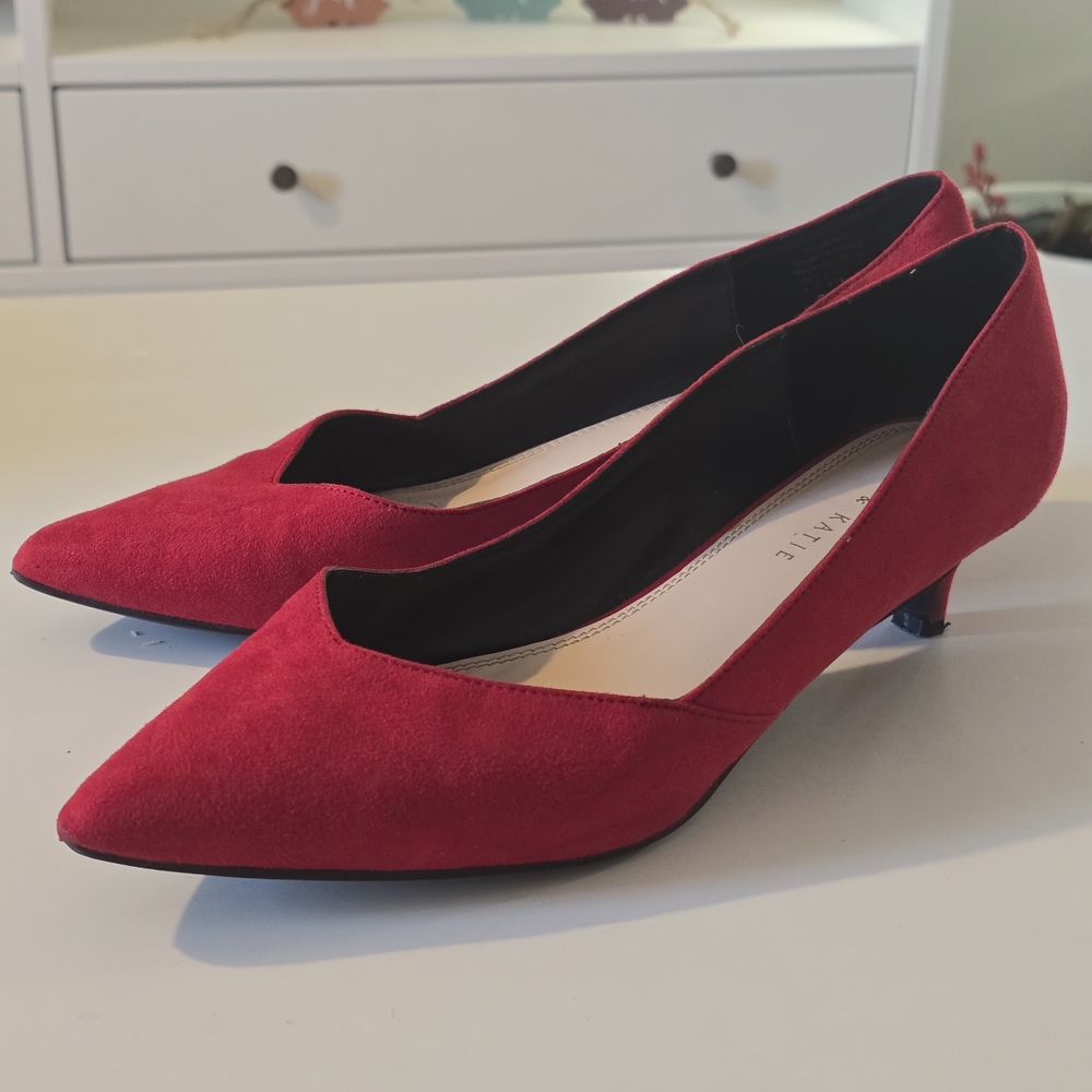Kelly & Katie Red Kitten Heel Shoes - Picture 3 of 7
